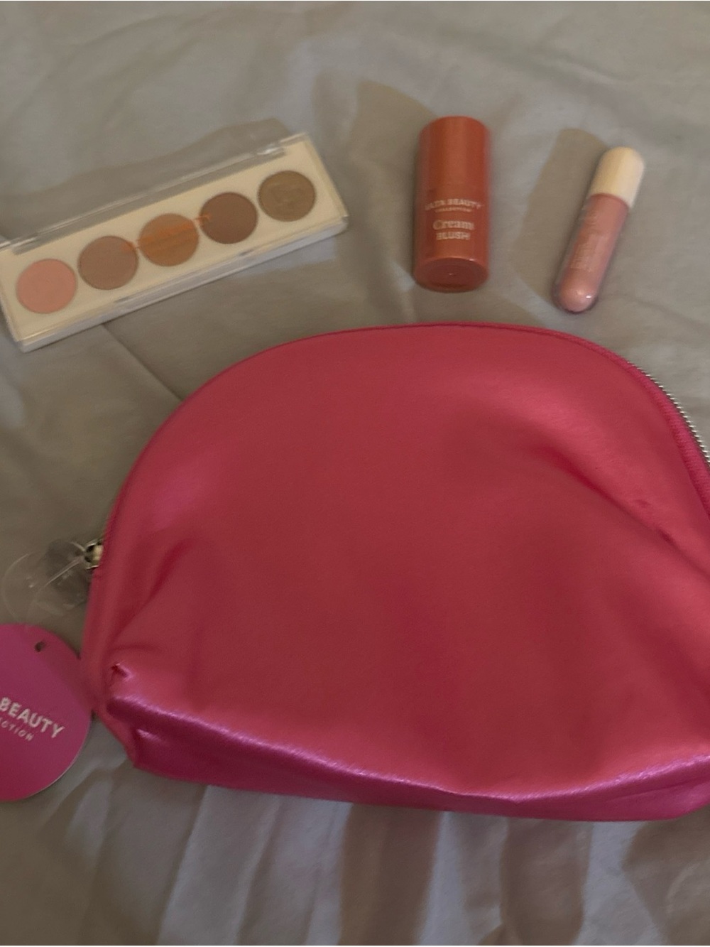 Ulta BEAUTY COLLECTION  Pink Cosmetic Makeup Bag, Eyeshadow, Blush, & Lip Gloss